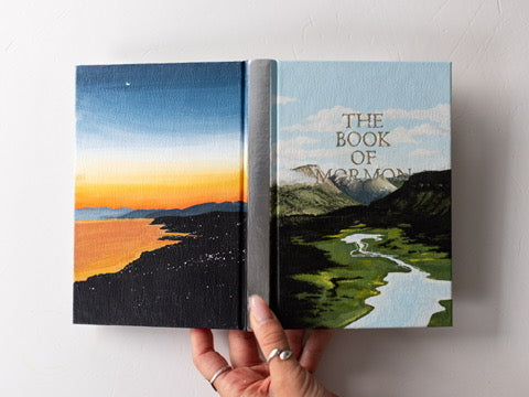 BC Mountains & Sunset - Painted Book of Mormon