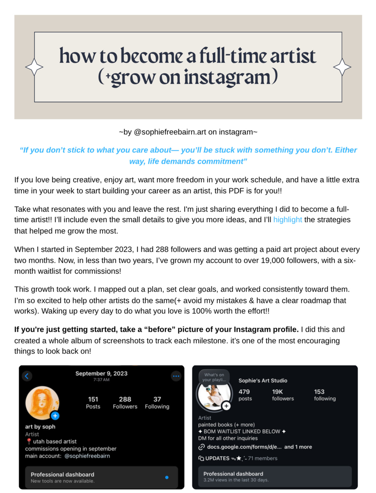 Artist Growth PDF : How I Turned My Art Into a Full-Time Career