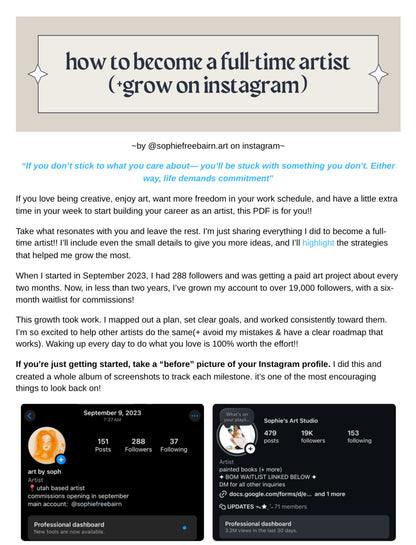 Artist Growth PDF : How I Turned My Art Into a Full-Time Career
